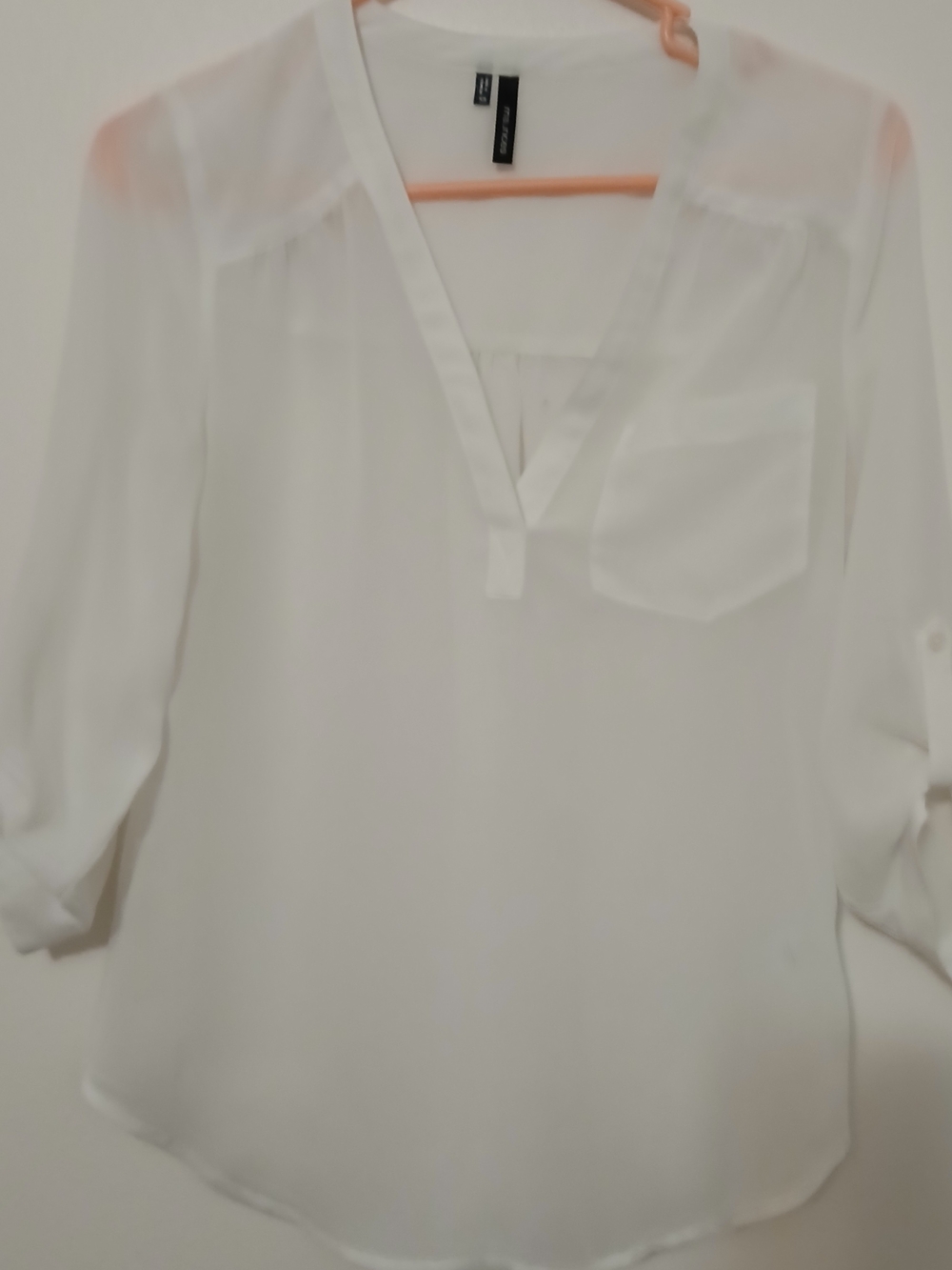Maurices White V-Neck Pocket Blouse